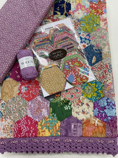 Joanna's Hexie Garden Quilt Kit - Denim