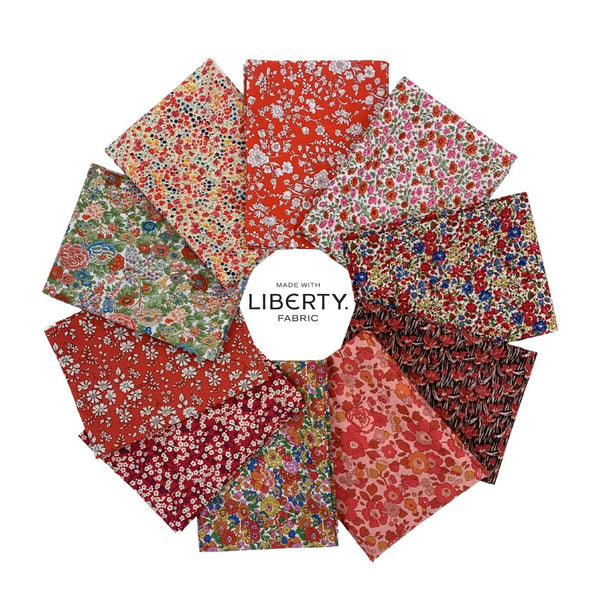 Liberty Tana Lawn 10pc Fat Eighth Box - Ruby Red