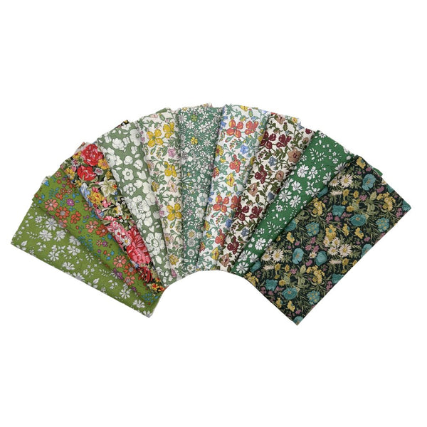 Liberty Tana Lawn 10pc Fat Eighth Box - Garden Greens