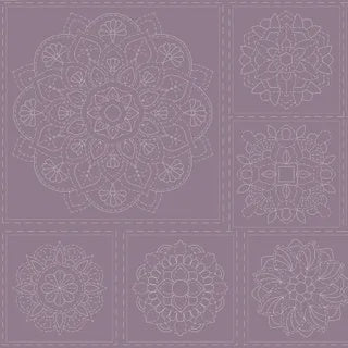 Sashiko Mandala Stitchery Panel - Frosted Grape