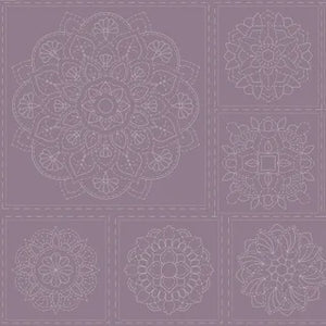 Sashiko Mandala Stitchery Panel - Frosted Grape