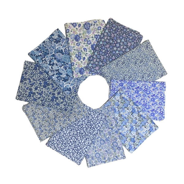 Liberty Tana Lawn 10pc Fat Quarter Box - Marine Blues
