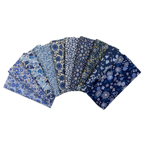 Liberty Tana Lawn 10pc Fat Eighth Box - Marine Blues
