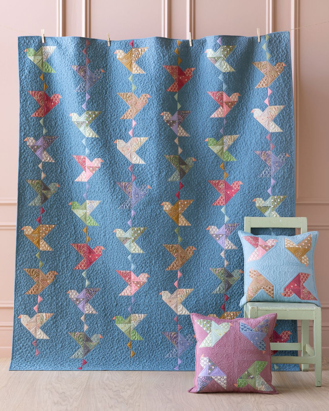 Tilda Paperbird Quilt Kit with Backing Fabric - Prussian