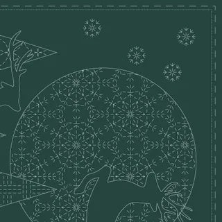 Sashiko Christmas Stitchery Panel - Green