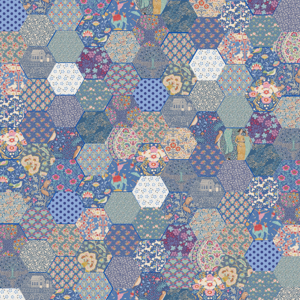 Tilda 1,1/2" Pre-Cut Hexagon Pack - Blues