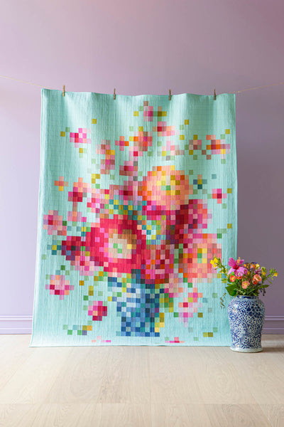 Flower Vase Embroidery Pre-Cut Quilt Kit
