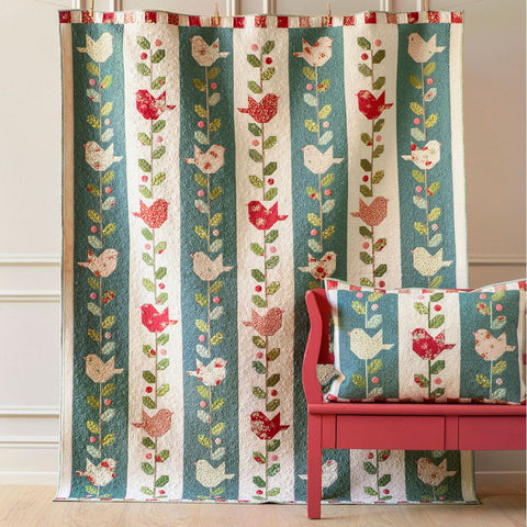 Winter Birds Quilt Kit - Petrol (Pre-Order for Sept 1st Shipping)